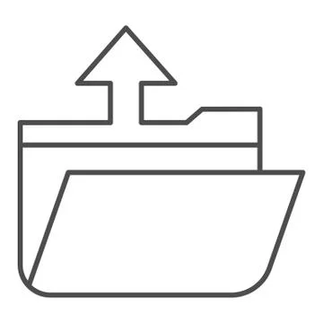 Folder extraction thin line icon. Opened document file torage with up arrow 스톡 일러스트
