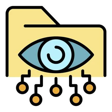 Folder eye network icon color outline vector 스톡 일러스트