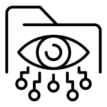 Folder eye network icon, outline style 스톡 일러스트
