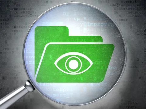 Folder With Eye optical glass on digital Ilustración de archivo