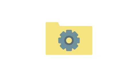 A folder featuring a gear wheel icon, symbolizing organization. Video stock 334021151