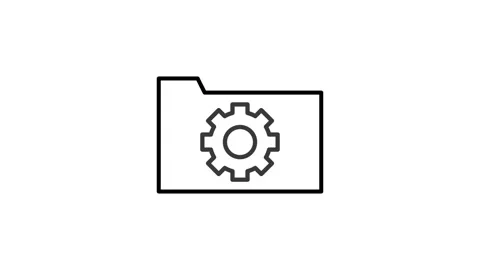 A folder featuring a gear wheel icon, symbolizing organization and mechanic.. Stock Footage 334037602