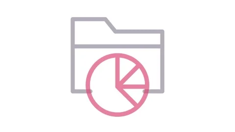A folder featuring a pie chart icon, symbolizing data organization and anal.. Stock Footage 334834136