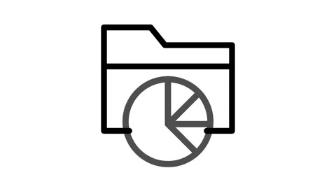 A folder featuring a pie chart icon, symbolizing data organization and anal.. Stock Footage 334834261