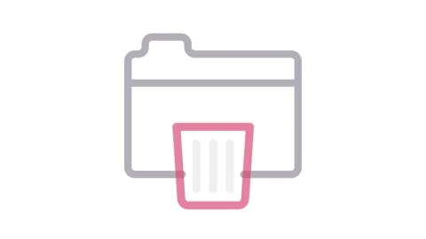 A folder featuring a trash can icon, symbolizing the option to delete or re.. Video stock 334834225