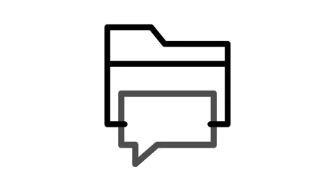 A folder featuring two speech bubbles and a file icon, symbolizing communic.. Stock Footage 334834265