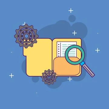 Folder file data dcoument search analysis Stock Illustration