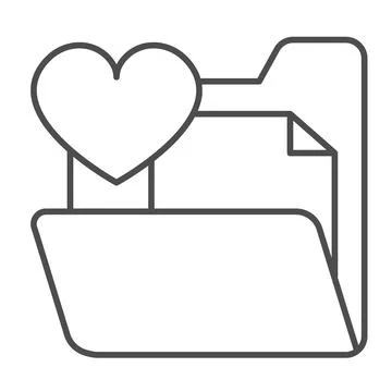 Folder with file document and heart thin line icon, dating concept, loving Illustrazione stock