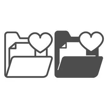 Folder with file document and heart line and solid icon, dating concept, loving Illustrazione stock
