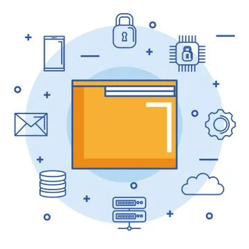 Folder file document digital internet secure email cloud data Illustrazione stock