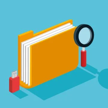 Folder file document magnifier with usb device イラスト素材