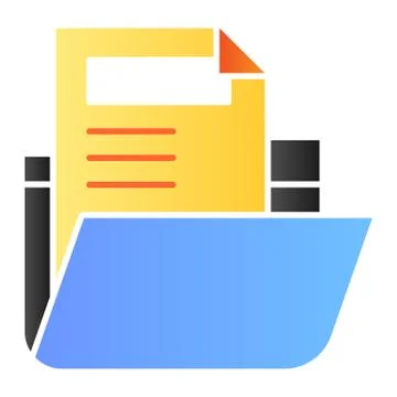 Folder with file flat icon. Archive folder color icons in trendy flat style Illustrazione stock