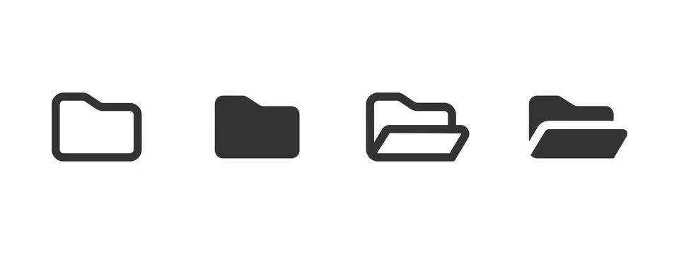 Folder file icon. Closed and open folder for document storage vector illust.. Stock Illustration