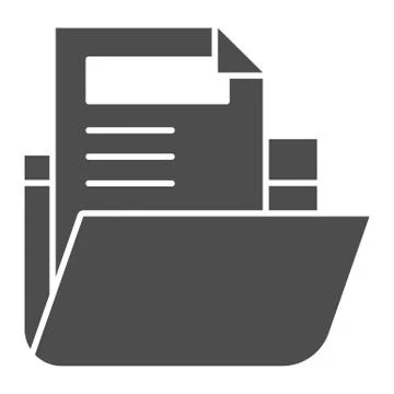 Folder with file solid icon. Archive folder vector illustration isolated on 库存插图