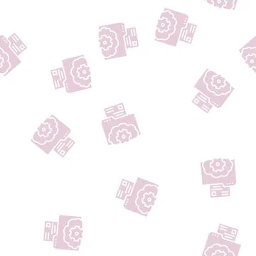 Folder file storage work glyph seamless pattern Stock Illustration