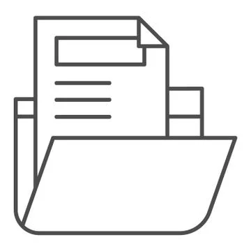 Folder with file thin line icon. Archive folder vector illustration isolated on Stockillustratie