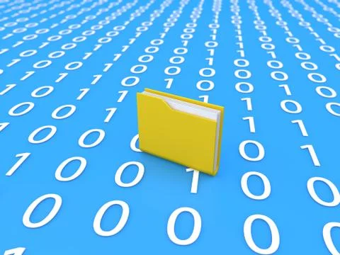 Folder with files on the background of digital data. Stock Illustration