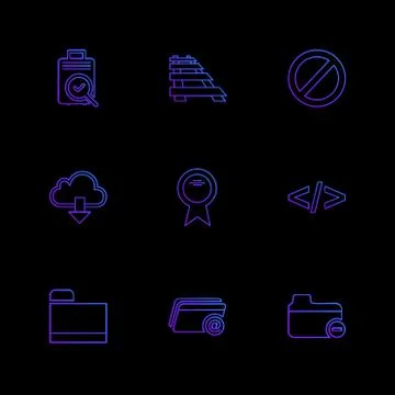Folder , files , directory , search , code , eps icons set vector 库存插图