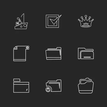Folder , files , directory , search , code , eps icons set vector Stock Illustration