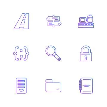 Folder , files , directory , search , code , eps icons set vector 스톡 일러스트