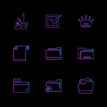 Folder , files , directory , search , code , eps icons set vector Stock Illustration