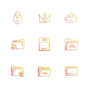 Folder , files , directory , search , code , eps icons set vector 스톡 일러스트