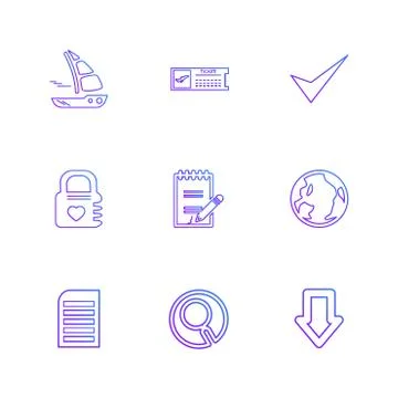 Folder , files , directory , search , code , eps icons set vector Illustrazione stock