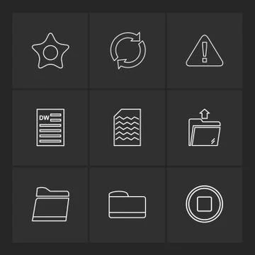 Folder , files , directory , search , code , eps icons set vector Stock Illustration