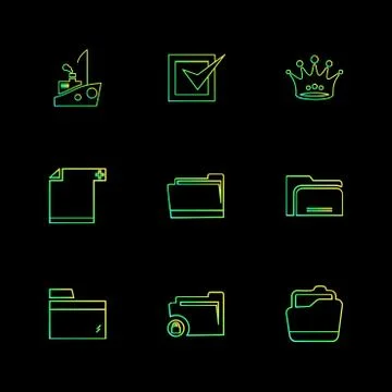 Folder , files , directory , search , code , eps icons set vector 스톡 일러스트