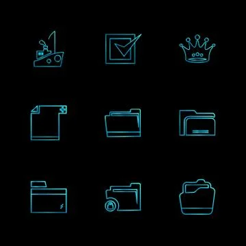 Folder , files , directory , search , code , eps icons set vector Stock Illustration