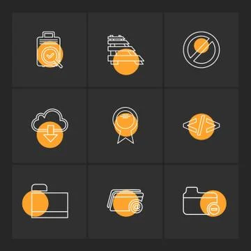 Folder , files , directory , search , code , eps icons set vector Illustrazione stock