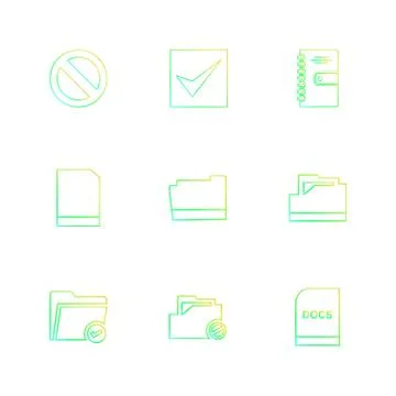 Folder , files , directory , search , code , eps icons set vector Stock Illustration