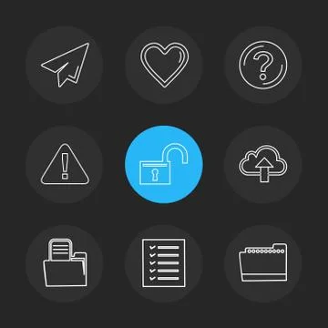 Folder , files , directory , search , code , eps icons set vector 库存插图