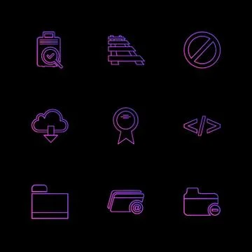 Folder , files , directory , search , code , eps icons set vector 스톡 일러스트