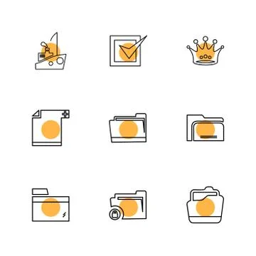 Folder , files , directory , search , code , eps icons set vector Stock-Illustration