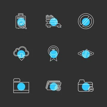 Folder , files , directory , search , code , eps icons set vector Stock Illustration