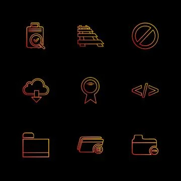 Folder , files , directory , search , code , eps icons set vector 스톡 일러스트