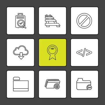 Folder , files , directory , search , code , eps icons set vector 스톡 일러스트