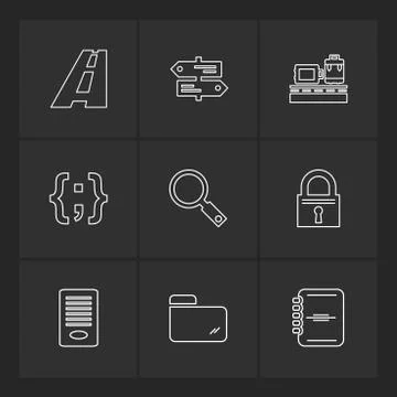 Folder , files , directory , search , code , eps icons set vector 스톡 일러스트