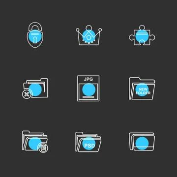 Folder , files , directory , search , code , eps icons set vector Stock Illustration