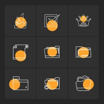 Folder , files , directory , search , code , eps icons set vector 스톡 일러스트