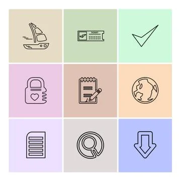 Folder , files , directory , search , code , eps icons set vector Illustrazione stock