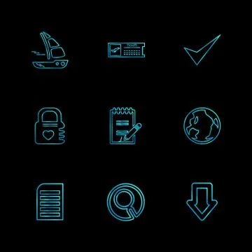 Folder , files , directory , search , code , eps icons set vector Illustrazione stock