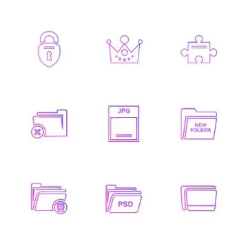 Folder , files , directory , search , code , eps icons set vector イラスト素材