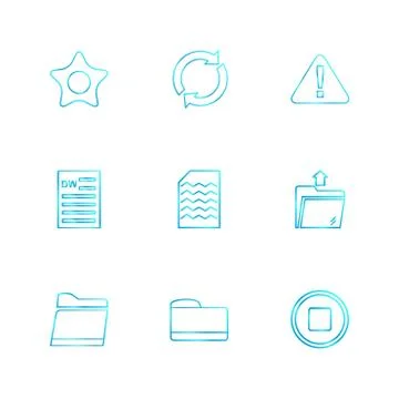 Folder , files , directory , search , code , eps icons set vector Illustrazione stock