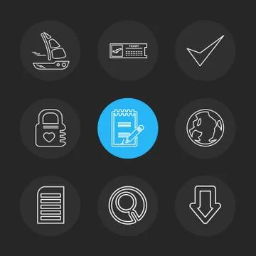 Folder , files , directory , search , code , eps icons set vector Stock Illustration