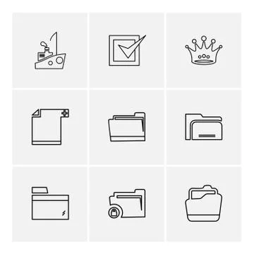 Folder , files , directory , search , code , eps icons set vector Stock Illustration