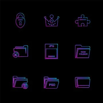 Folder , files , directory , search , code , eps icons set vector Stock Illustration