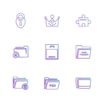 Folder , files , directory , search , code , eps icons set vector 스톡 일러스트