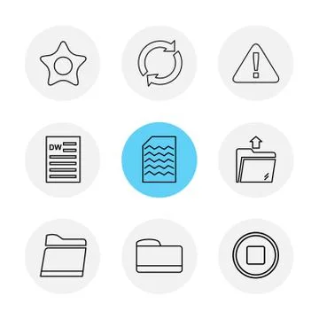 Folder , files , directory , search , code , eps icons set vector 库存插图